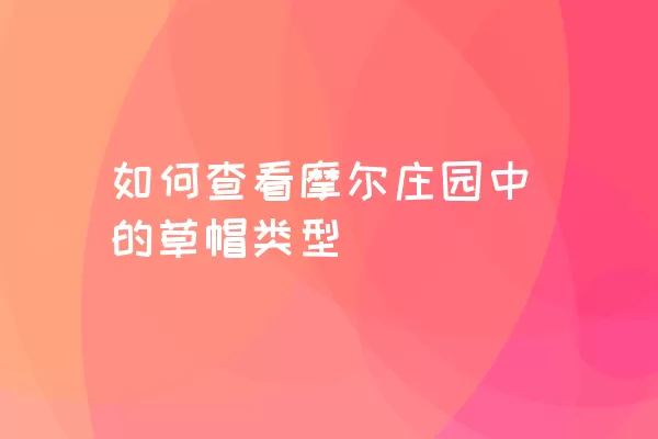 如何查看摩尔庄园中的草帽类型