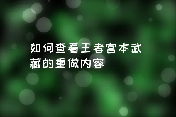 如何查看王者宫本武藏的重做内容