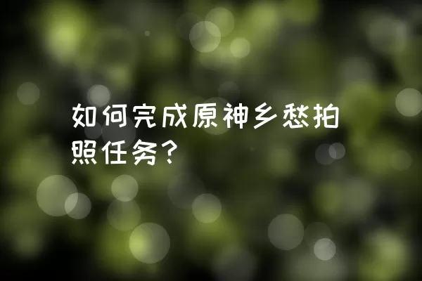 如何完成原神乡愁拍照任务？