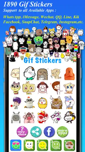 Gif Stickers -动态QQ,微信贴图表情截图1