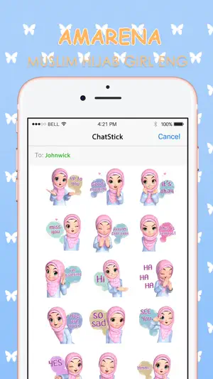 Amarena Hijabgirl ENG Stickers for iMessage截图1