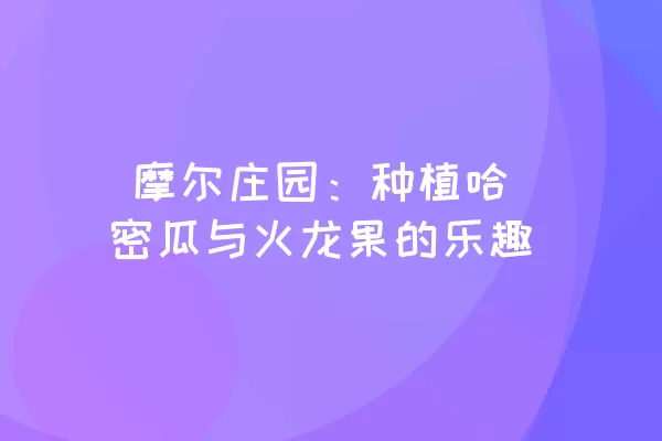  摩尔庄园：种植哈密瓜与火龙果的乐趣