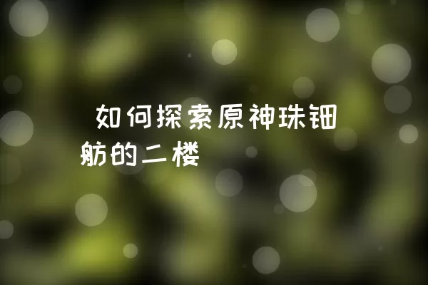  如何探索原神珠钿舫的二楼